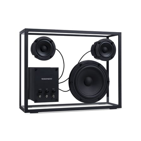Cassa Large vetro nero trasparente / L 42 x H 33 cm - Vetro temperato - Transparent Speaker