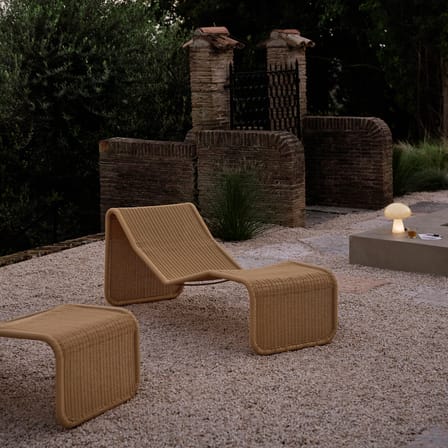 Chaise longue P3S OUTDOOR / Rotin synthétique tressé main - Réédition 1964 - Gubi