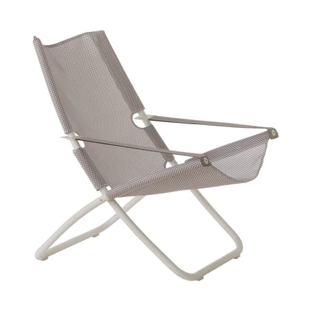 Chaise longue pliable inclinable Snooze tissu blanc métal & tissu blanc / 2 positions - Emu