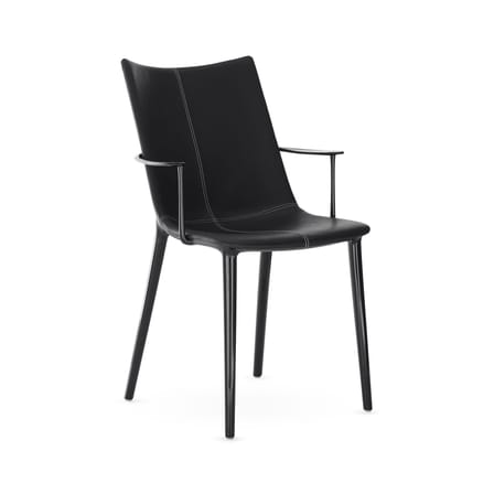 Chaise rembourrée H.H.H noir / Cuir recyclé à tannage végétal - Kartell