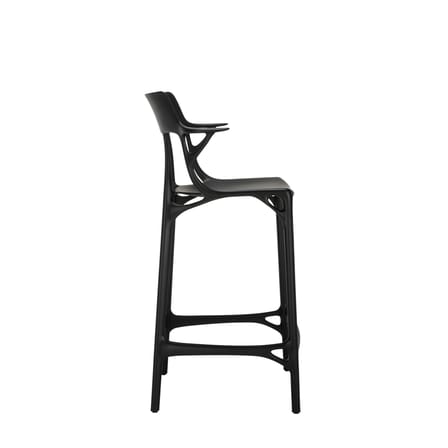 Tabouret de bar A.I plastique noir / 65 cm - Conçu par intelligence artificielle - Recyclé - Kartell