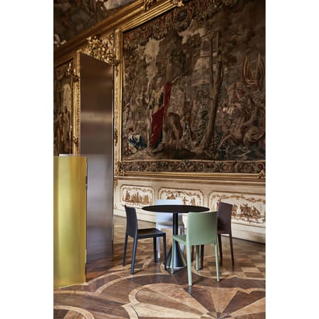 Tavolo rotondo Palissade Cone metallo grigio nero / Ø 90 - R & E Bouroullec - Hay