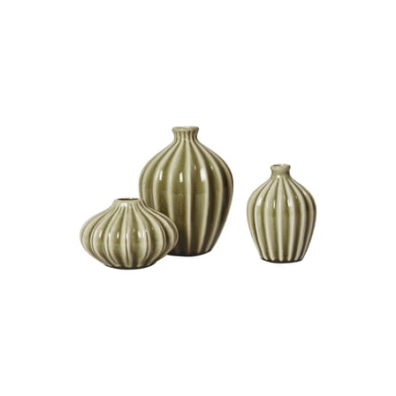 Set de 3 mini vases Amalie céramique vert  - BROSTE COPENHAGEN