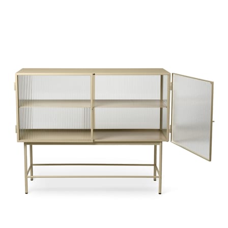 Buffet Haze métal verre beige / L 110 x H 90 cm / 2 portes verre cannelé - Ferm Living