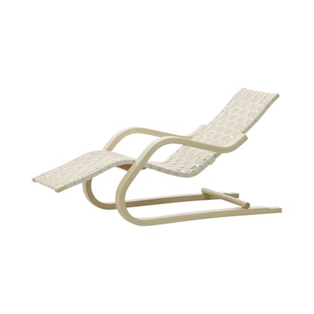Chaise longue 43 tissu blanc / Alvar Aalto, 1937 - Sangles en lin - ARTEK