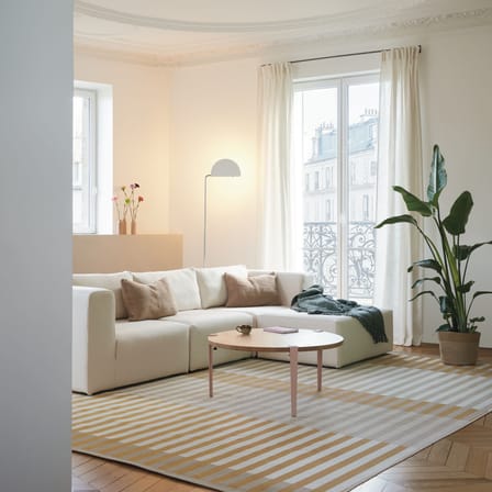 Chauffeuse Bridge tissu beige / Module central pour canapé modulable - TIPTOE