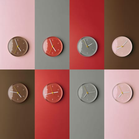 Horloge murale  plastique rose / Jasper Morrison, 2008 - Recyclé - Hay