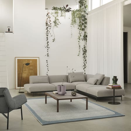 Table basse Couple céramique bleu / 84.5 x 120 x H 35 cm - Plateau grès réversible - Muuto
