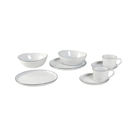 Salt Tableware set ceramic white / Breakfast set 2 persons - 8 pieces - BROSTE COPENHAGEN