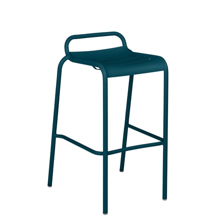Tabouret de bar Luxembourg métal bleu / Aluminium - H 78 cm - Fermob