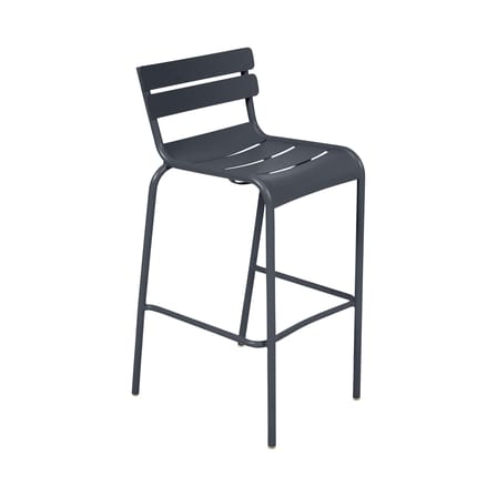 Chaise de bar Luxembourg métal noir / H 80 cm - Aluminium - Fermob