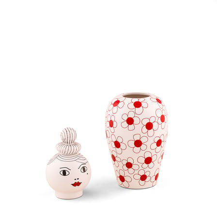 Vase avec couvercle Canopie Pepa céramique rouge / Avec couvercle - Seletti