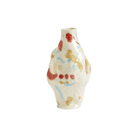 Miro Vase ceramic multicoloured white / Hand-made - Sandstone - Hay