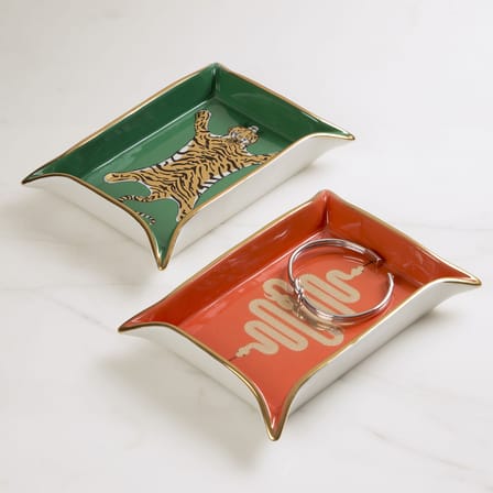 Coupelle Tigre céramique vert / Vide-poches - 18 x 13 cm - Jonathan Adler