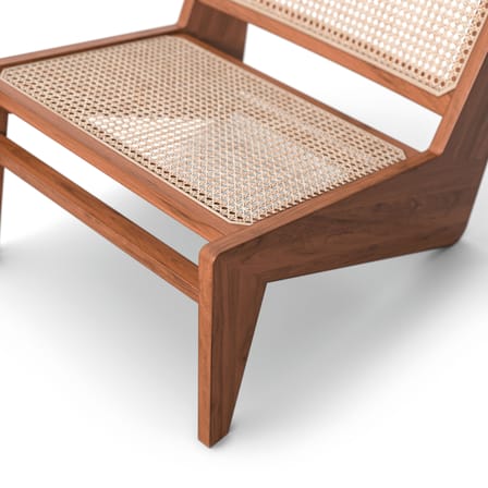Fauteuil Kangaroo bois naturel / Hommage à Pierre Jeanneret, 1950' - Cannage rotin - CASSINA