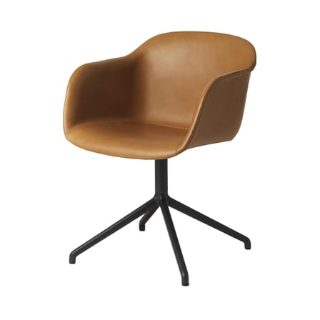Fauteuil pivotant Fiber cuir marron / Rembourré - Cuir intégral - Muuto