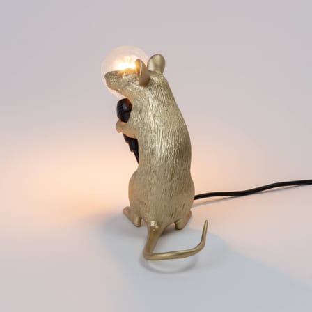 Lampe de table Mouse Sitting #2 / Souris assise plastique or / Câble USB - Seletti