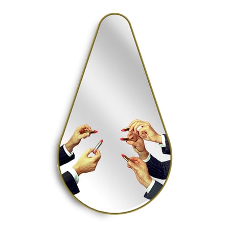 Miroir mural Toiletpaper Pear bois multicolore or / Lipsticks - 45 x H 80,5 cm - Seletti