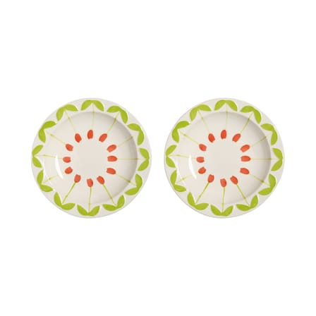 Piatto fondo Folk ceramica rosso / Set di 2 - Ø 22,5 x H 3,5 cm - & klevering