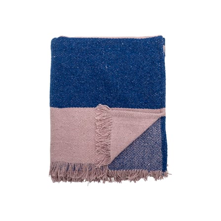 Plaid Cadeo tissu bleu / 160 x 130 cm - Coton recyclé - Bloomingville