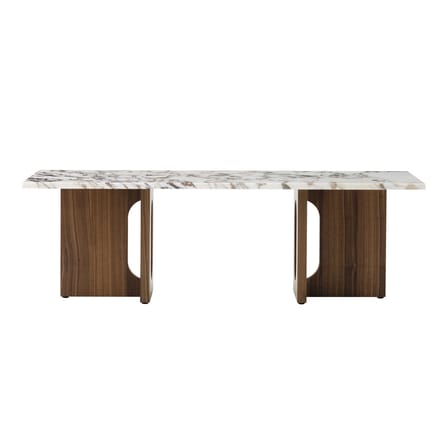 Table basse Androgyne Lounge Wood marbre beige bois naturel / 120 x 45 x H 37,8 cm - Base bois - Audo Copenhagen