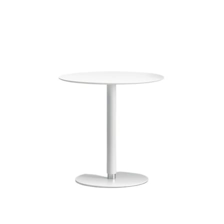Table d'appoint Push the Button matériau composite blanc / Hauteur réglable - Ø 50 x H 50 à 73 cm / Fenix-NTM® - Kristalia