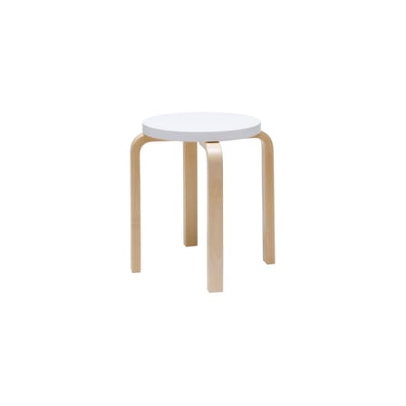 Tabouret empilable E 60 bois blanc / Alvar Aalto, 1933 - 4 pieds - ARTEK