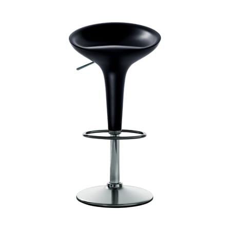 Tabouret haut réglable Bombo métal plastique gris noir /Pivotant - H 50 à 73 cm - Magis