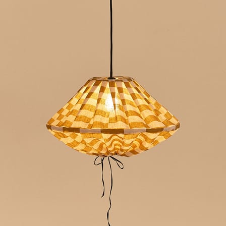 Abat-jour Yumi tissu jaune / Ø 50 x H 30 cm - Lin - NOBODINOZ
