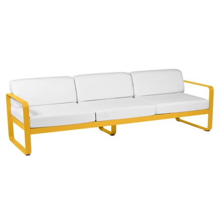 Canapé de jardin 3 places Bellevie métal tissu blanc / L 235 cm - Tissu blanc grisé - Fermob