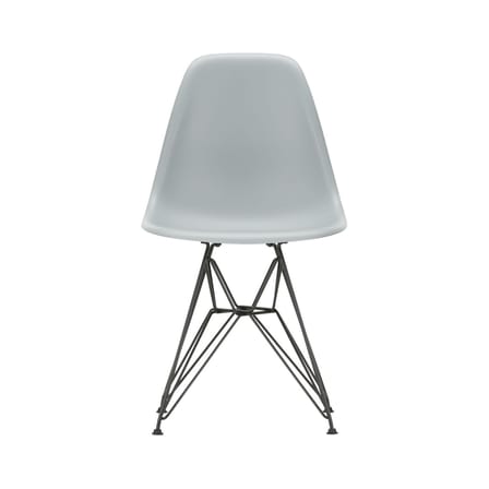 Chaise RE DSR - Eames Plastic Side Chair plastique gris / (1950) - Pieds noirs / Recyclé - Vitra