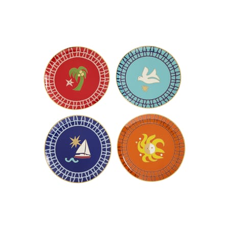 Playa Dessert plate ceramic multicoloured / Set of 4 - Ø 16.5 cm - Jonathan Adler