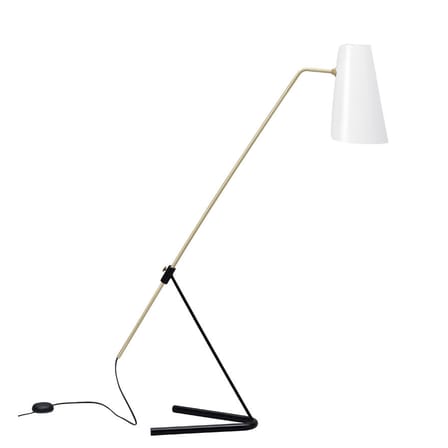 Lampadaire G21 blanc or métal / Orientable - Réédition 1951, Pierre Guariche - SAMMODE STUDIO