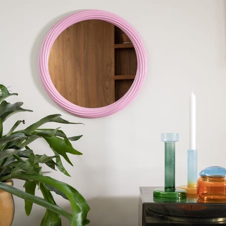 Miroir mural Churros rose / Ø 44.5 cm - & klevering
