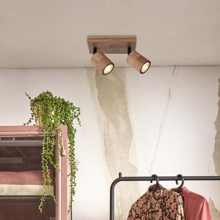 Plafonnier Java bois beige / bambou - 2 spots orientables - GOOD&MOJO