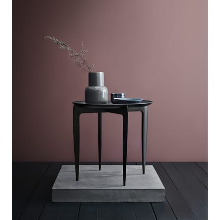 Table d'appoint Tray Small bois noir / Réédition 1958 - Plateau amovible Ø 45 cm - Fritz Hansen
