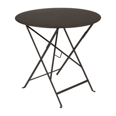 Table pliante Bistro métal marron /Ø 77 cm - 3/4 personnes - Trou pour parasol - Fermob