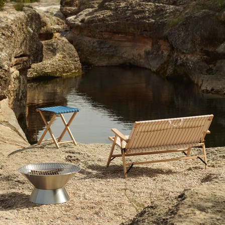 Tabouret pliant Outdoor Market tissu bleu / Jasper Morrison - Hay