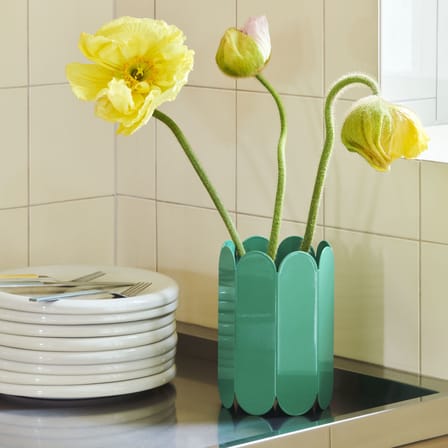 Arcs Small Vase metal green / Ø 13 x H 18 cm - Hay