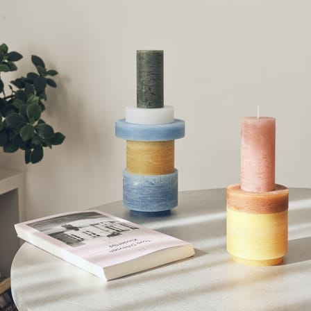 Bougie Stack 03 / 5 modules empilables bleu jaune vert - Combustion 80 heures - STAN EDITIONS