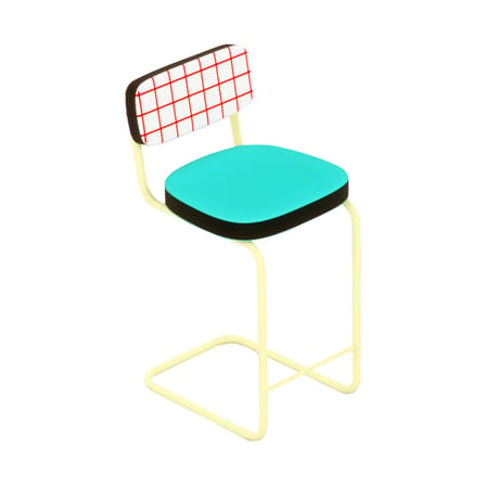 Chaise de bar rembourrée Super Stool tissu multicolore - Seletti