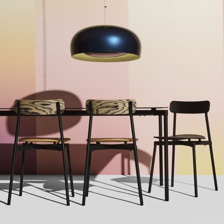 Chaise empilable Fromme bois naturel / Placage Alpi by Ettore Sottsass, 1980 - Petite Friture