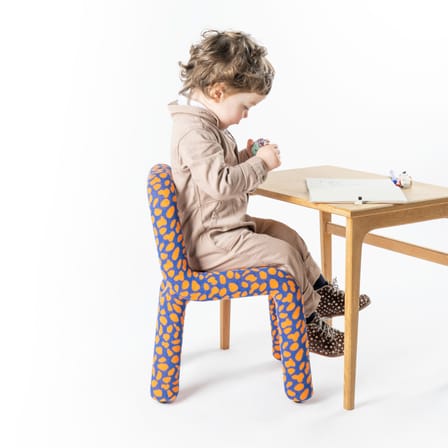 Chaise enfant Mini Bold tissu bleu & orange / Rembourrée - Moustache