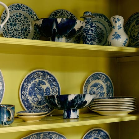 Coupe Ceramic céramique bleu / Ø 26 x H 11 cm - HK LIVING