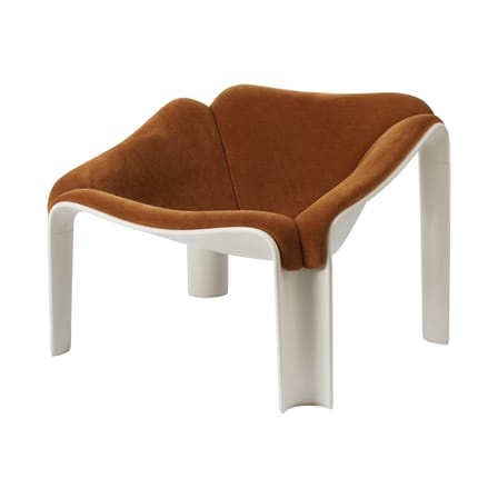 Fauteuil rembourré F300 tissu orange / Pierre Paulin, réédition 1965 - Gubi