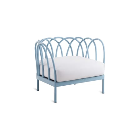 Fauteuil rembourré Les Arcs métal bleu / Aluminium - Coussin inclus / Seconde vie - Unopiu