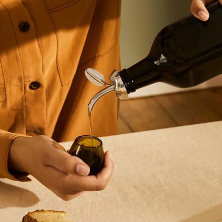 Huilier Fior d'olio verre métal / Testeur avec bouchon-verseur universel - Alessi