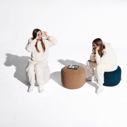 Pouf Point Cord tissu blanc / Velours côtelé - Ø 50 cm / 100% recyclé - Fatboy