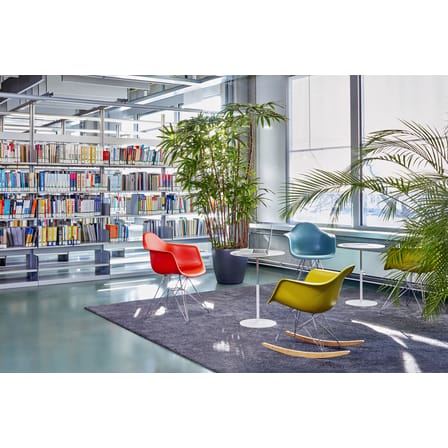 Rocking chair RAR - Eames Plastic Armchair plastique blanc / (1950) - Pieds chromés & bois clair - Vitra