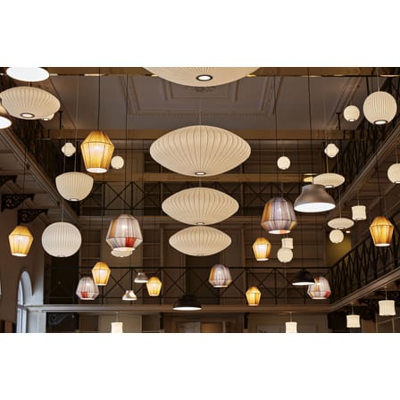 Suspension Bubble Ball tissu blanc / Medium- Motifs verticaux / George Nelson, 1947 - Hay